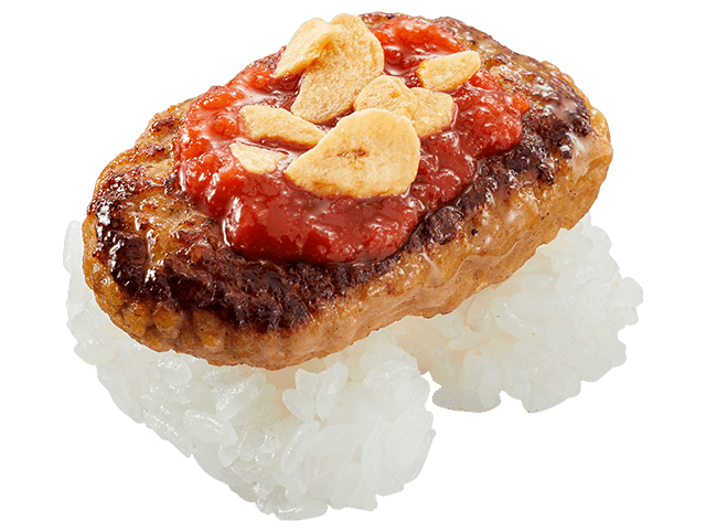 ごちそうハンバーグにぎり～夏のトマトガーリック～