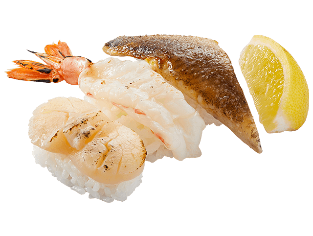 ３種の塩レモン炙り寿司食べ比べ