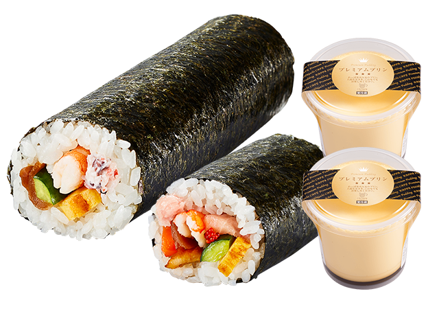 ご予約承り中 １／３１～２／３特選恵方巻と豪華海鮮恵方巻(ハーフ)プレミアムプリンペアセット