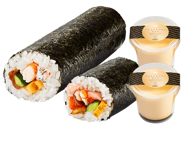 ご予約承り中 １／３１～２／３特選恵方巻と豪華海鮮恵方巻(ハーフ)プレミアムプリンペアセット