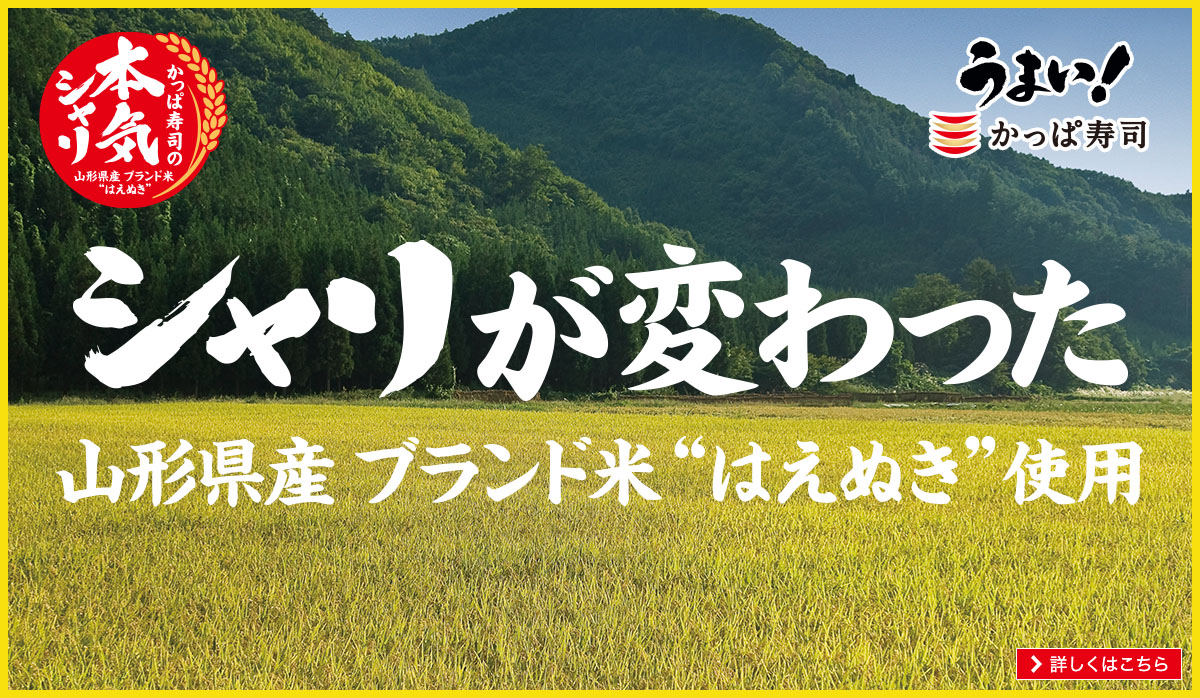 《シャリが変わった》山形県産 ブランド米「はえぬき」使用。