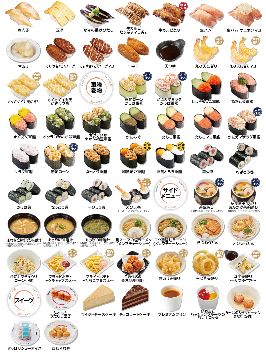かっぱ寿司の食べ放題！【タイプB店舗】お寿司｜サイドメニュー｜食べ